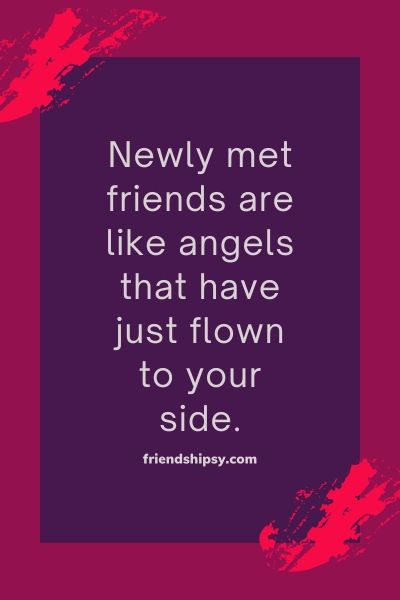 Newly met friends are like angels that have just flown to your side