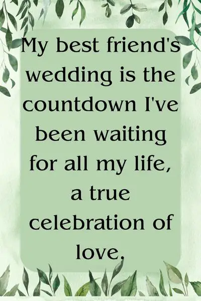 Countdown Quotes for Best Friend's Wedding ()