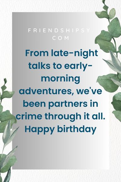 Happy Birthday Partner in Crime Quotes for Best Friend ()