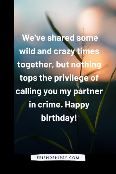 Happy Birthday Partner in Crime Quotes for Best Friend ()